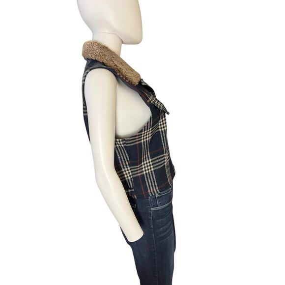 Vintage Breeches Navy Plaid Lambswool Button-Down Vest Size L - Picture 5 of 9